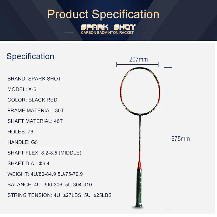 Hoge modulus koolstof badminton racket met 6,4 mm as: kracht en precisie in elke swing